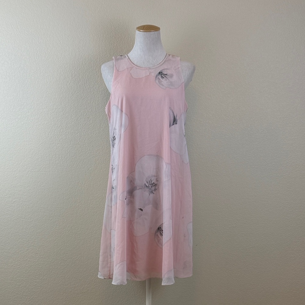 Calvin Klein Floral Pink Sleeveless Dress Size 10